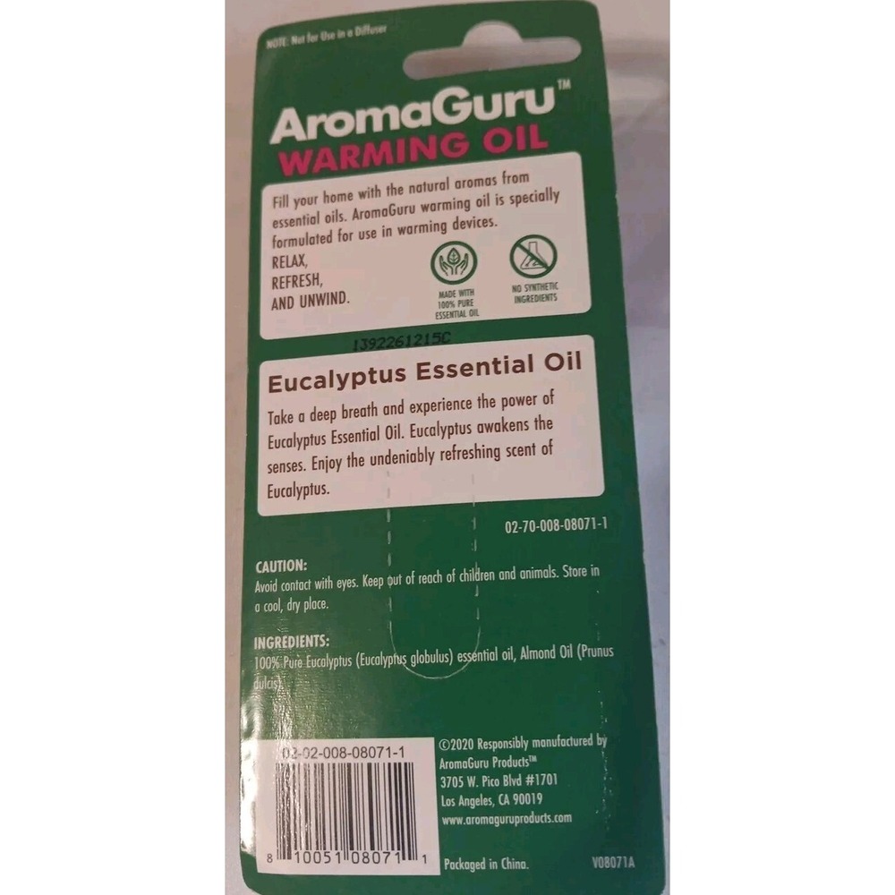 3 Aroma Guru Warming Oils Peppermint Eucalyptus Breath Aromatherapy‎ 100% Pure - Picture 3 of 4
